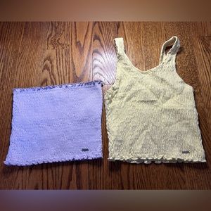 2 pack Hollister ribbed yellow tank + light perewinkle purple tube top